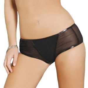 Sheer Mesh Booty Shorts with Vinyl Trim